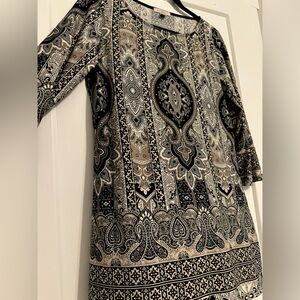 Ornate Knee High 3/4 Sleeve Dress, Size Medium (M)